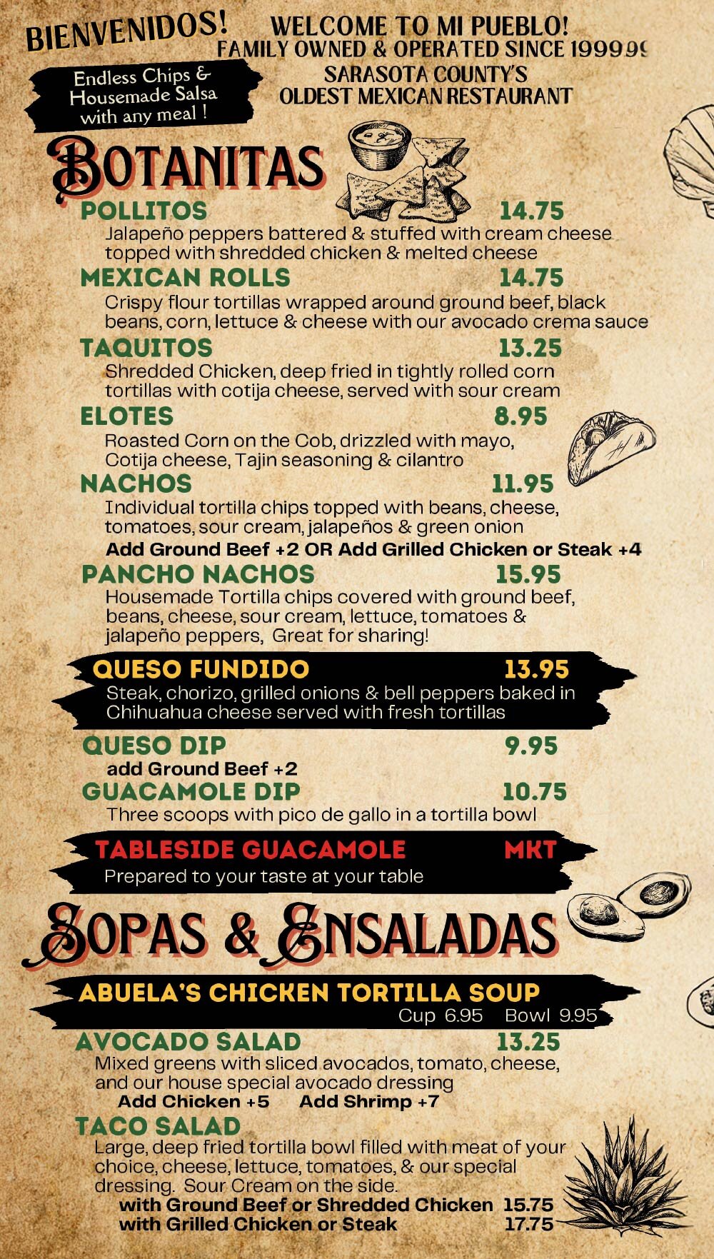 Mi Pueblo Single Items Menu