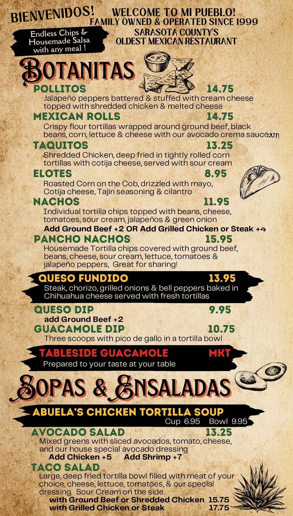 Mi Pueblo Single Items Menu