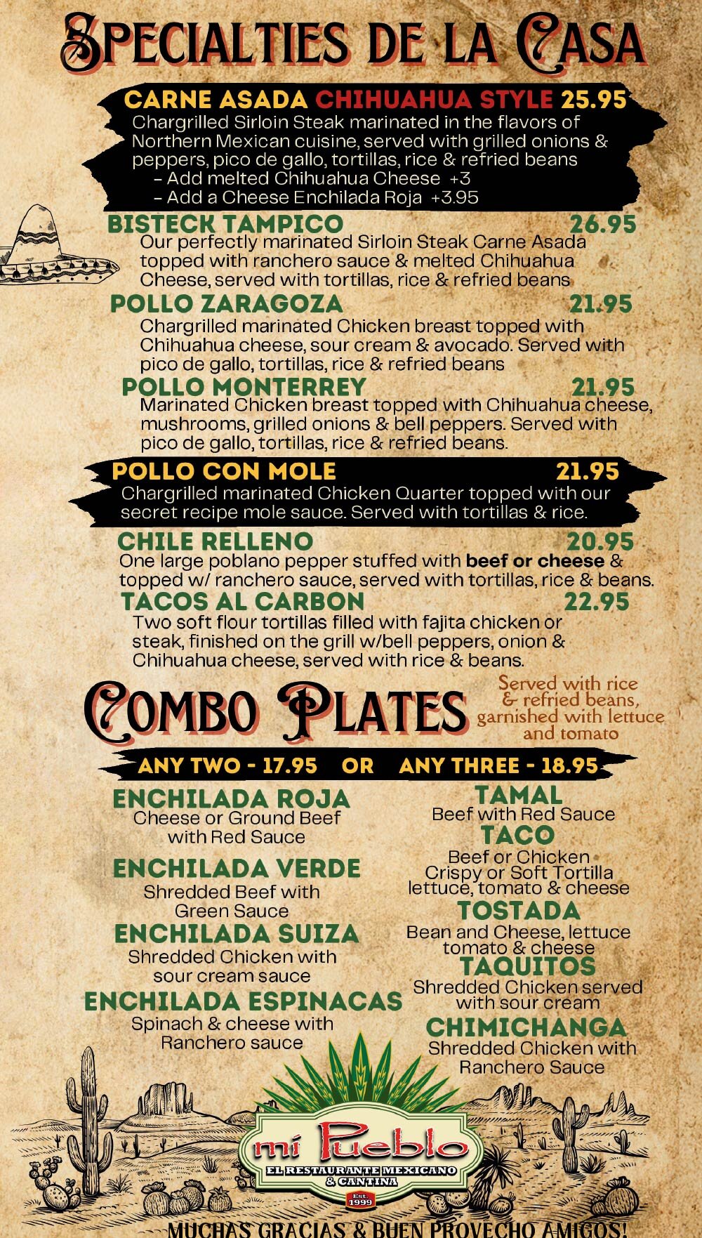 Mi Pueblo Specialty Menu